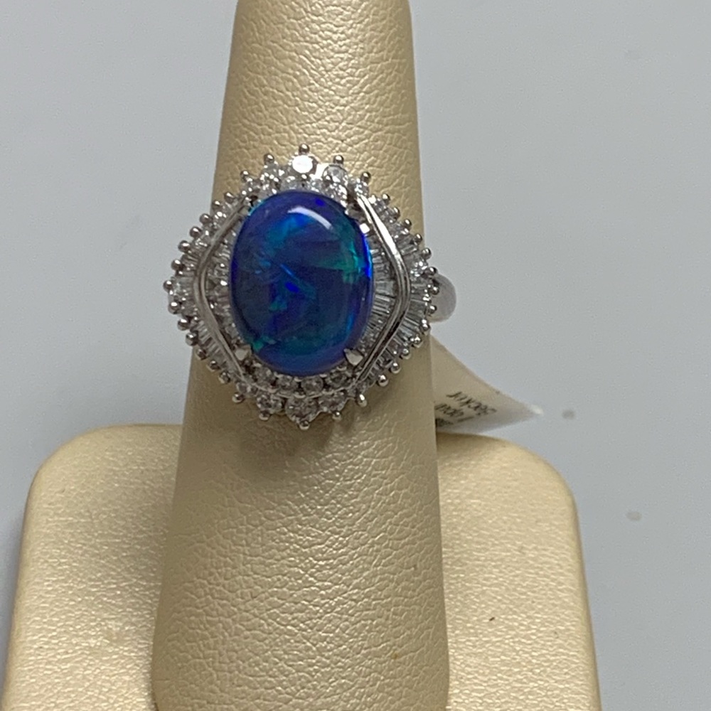 Platinum Opal Diamond Ring Size 6